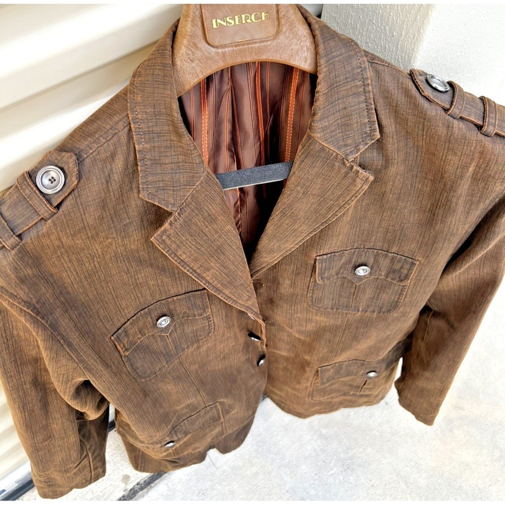 INSERCH Limited Edition Men's Brown Faux Leather Blazer Jacket Size 4XL
